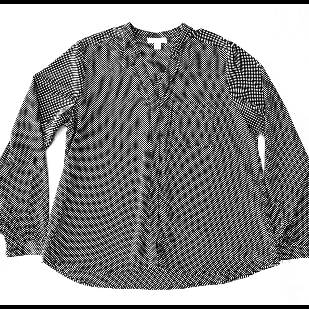 Kenar black white long sleeve button blouse xl